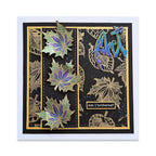 AALL & Create Tombent Les Feuilles A6 Clear Stamp Set 1528 gold leaf outlines white trim border art card