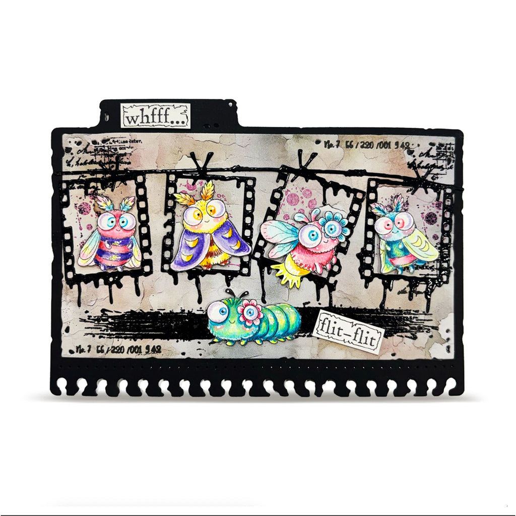 AALL & Create Whiff n Wings A7 Clear Stamp Set 1417 colored insects photo strip card