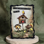 AALL & Create Wildwood Dreamer A6 Clear Stamp Set 1541 bird houses yellow flowers bird card