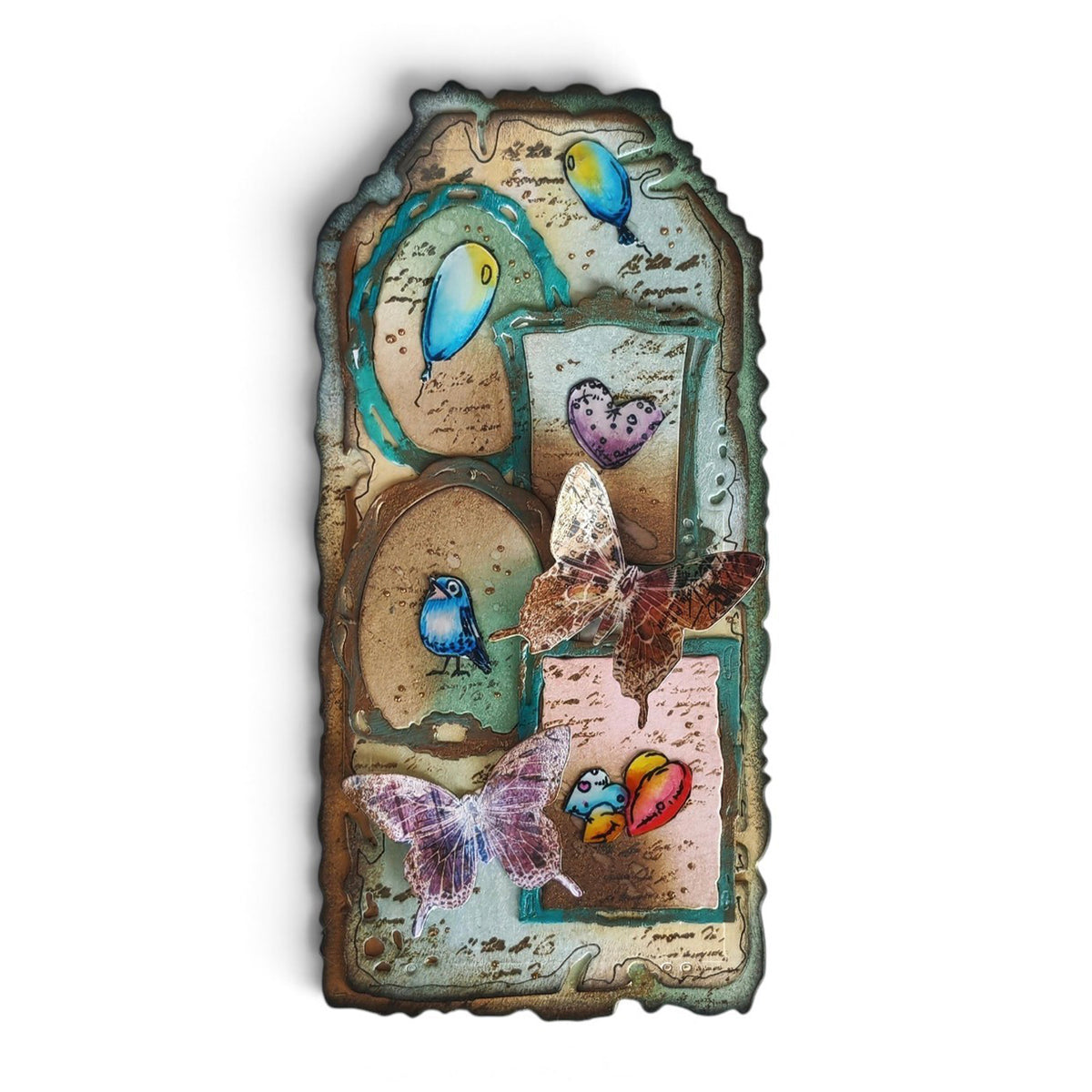 AALL & Create Wildwood Dreamer A6 Clear Stamp Set 1541 blue bird balloons butterflies tag