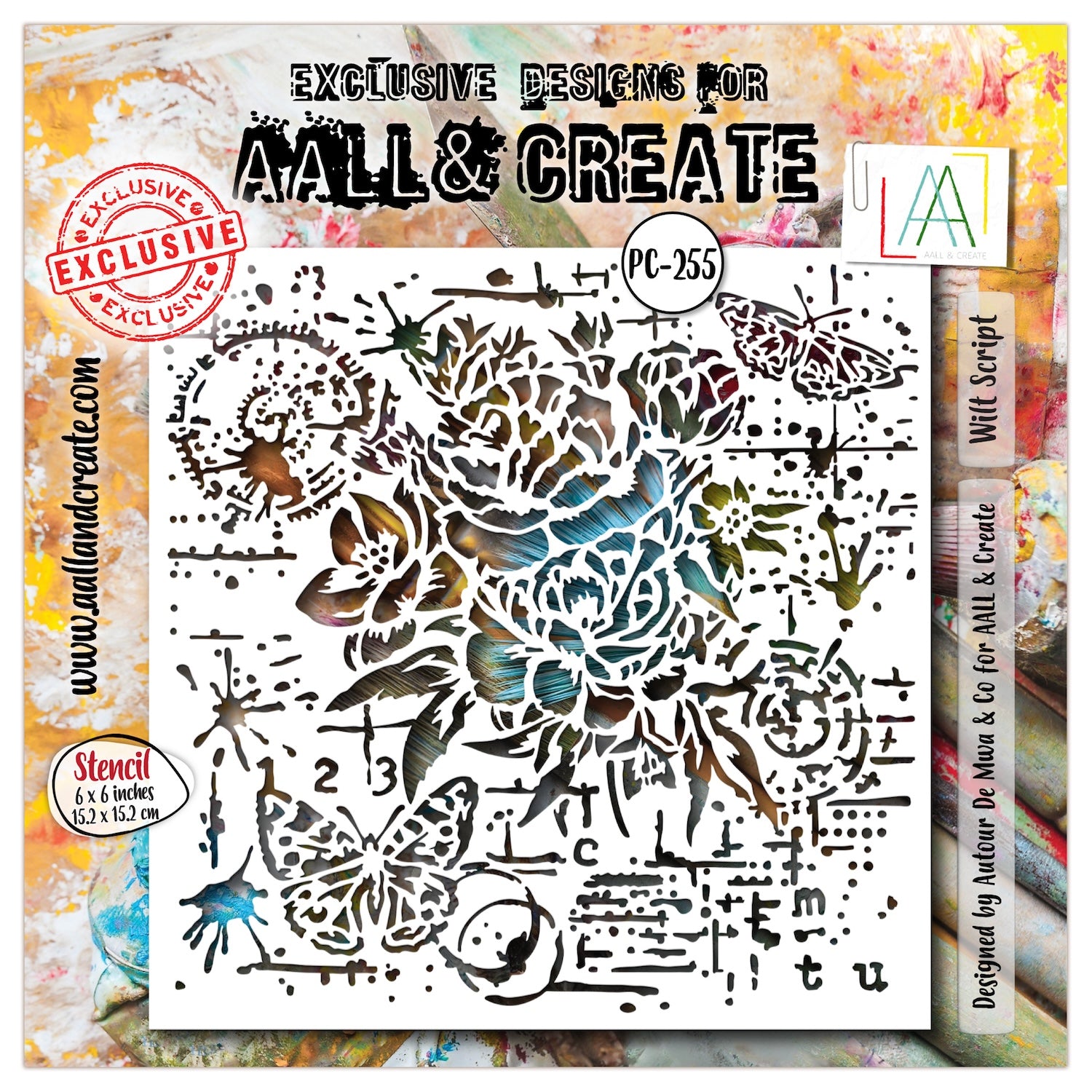 AALL & Create Wilt Script 6x6 Stencil 255
