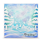 AALL & Create Winter Quiet 6x6 Stencil pc-272 houses trees merry xmas card