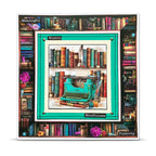 AALL & Create Wordsmithery Layer it up Washi Tape mt-159 book on bookshelft blue typewriter books border outline