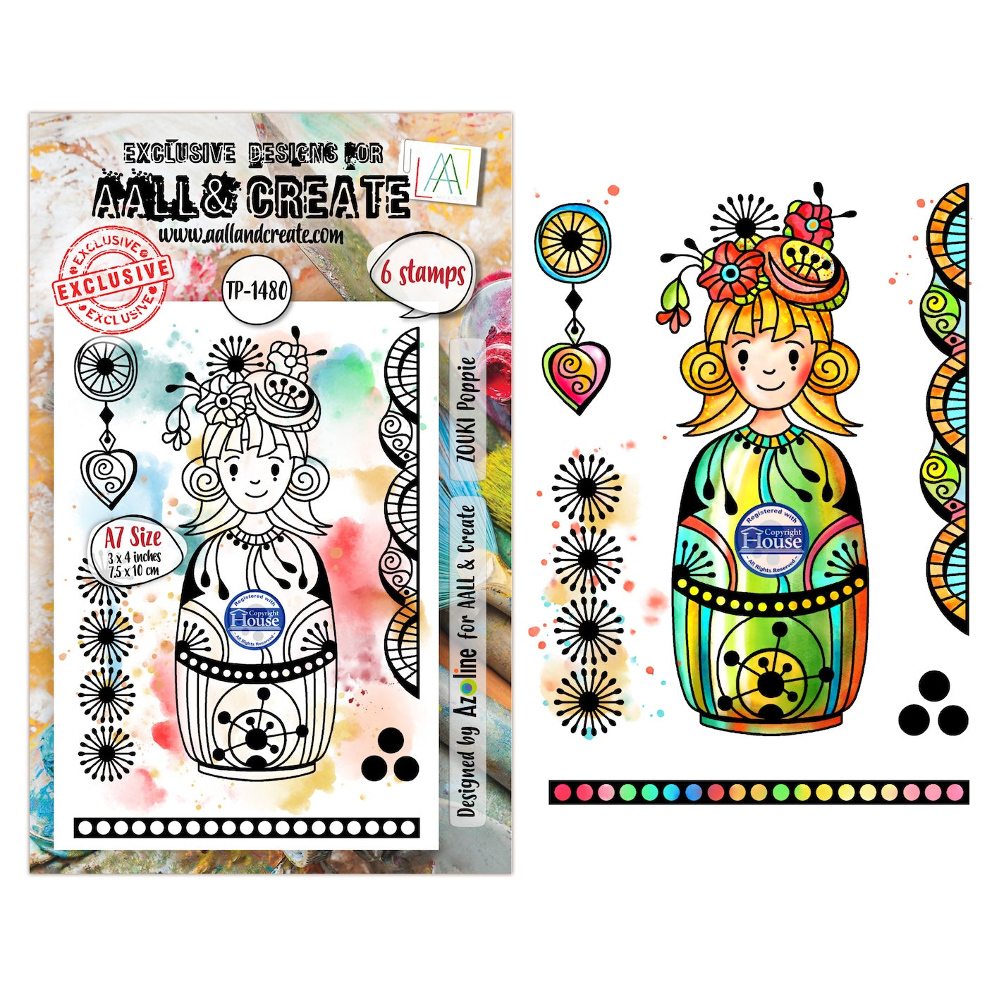 AALL & Create ZOUKI Poppie A7 Clear Stamp Set 1480