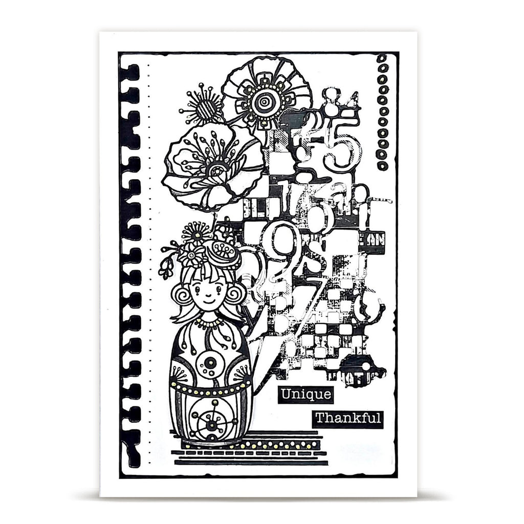 AALL & Create ZOUKI Poppie A7 Clear Stamp Set 1480 unique thankful numbers card
