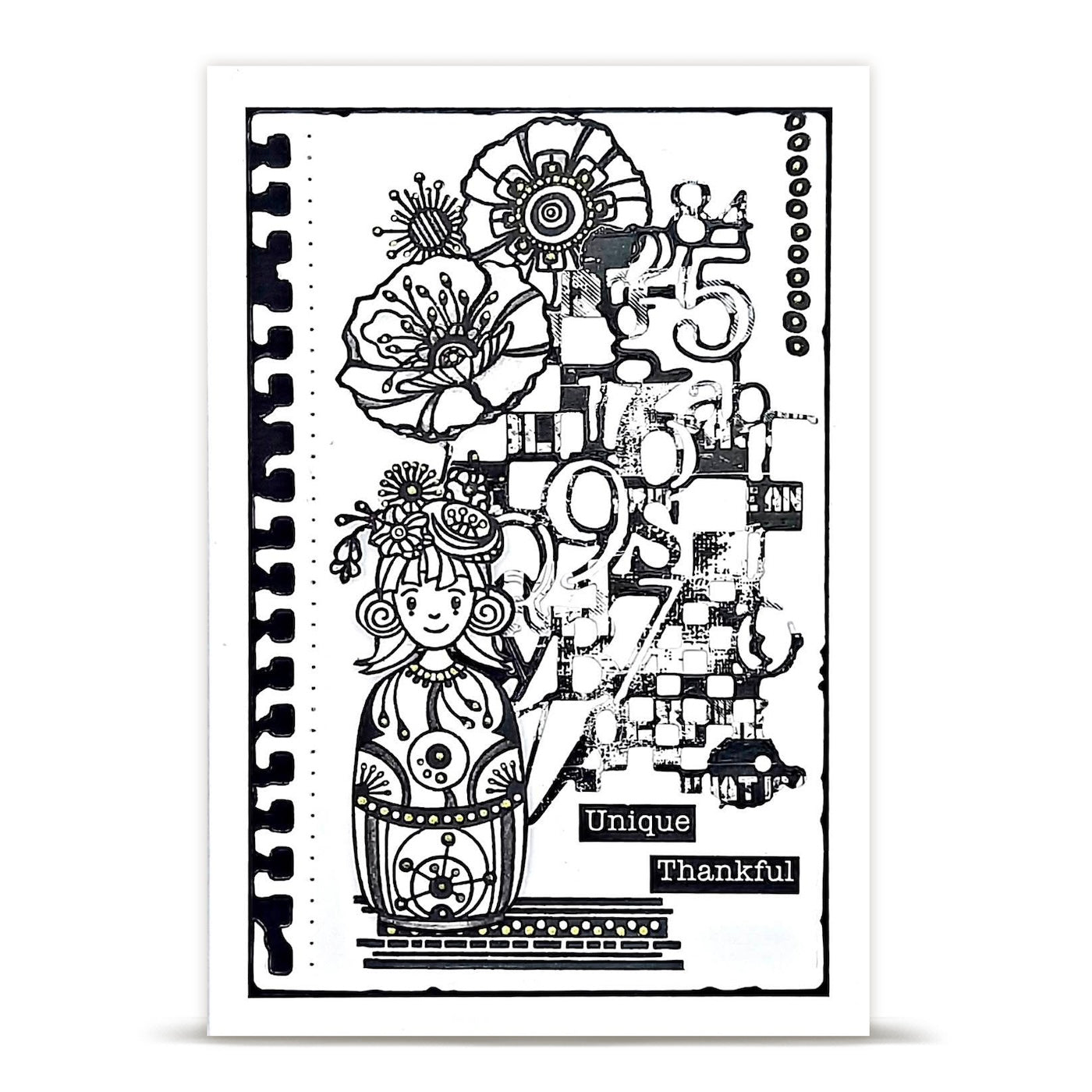 AALL & Create ZOUKI Poppie A7 Clear Stamp Set 1480 unique thankful numbers card