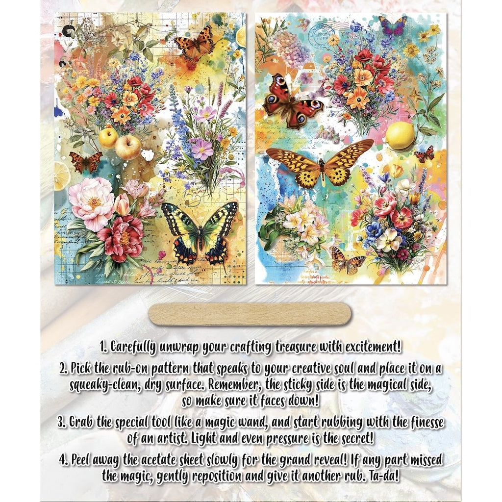 AALL & Create Zesty Blossoms Rub Ons ro-024 butterflies