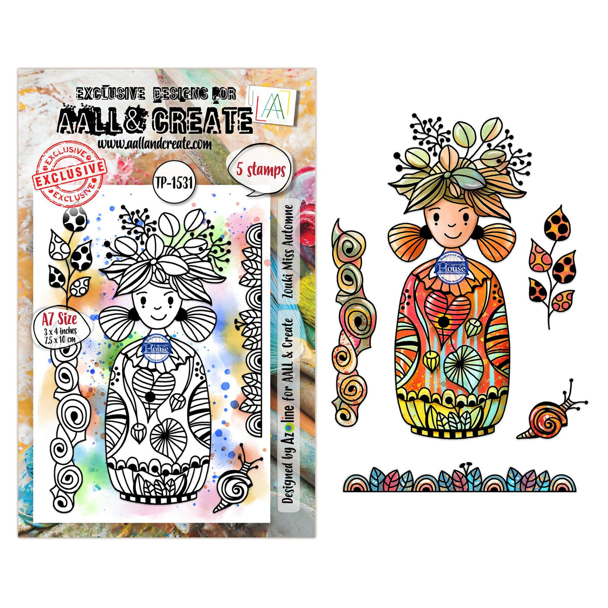 AALL & Create Zouki Miss Automne A7 Clear Stamp Set 1531
