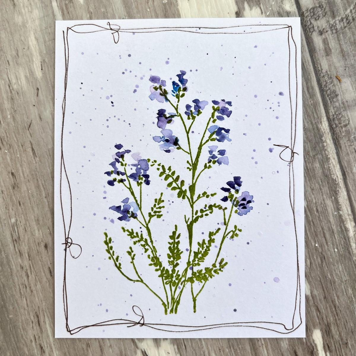 PaperArtsy Alison Bomber Mini Cling Stamp abm010 purple flowers green leaves card