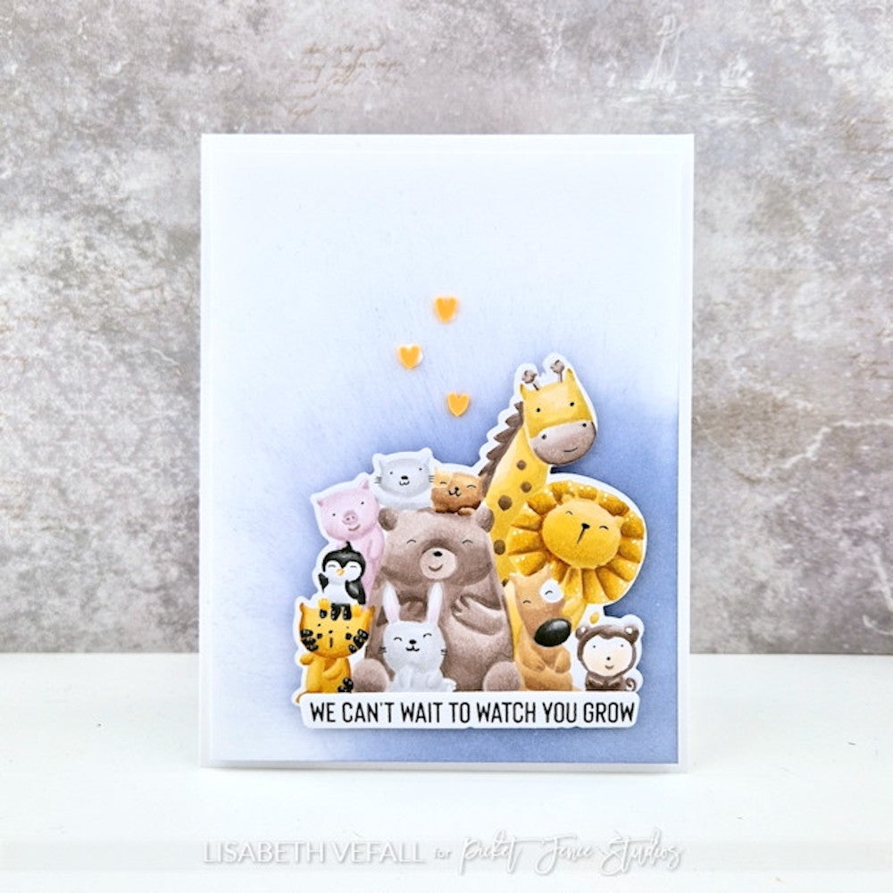 Picket Fence Studios Animal Crackers Kind Messages Clear Stamps ac-105 watch you grow crad