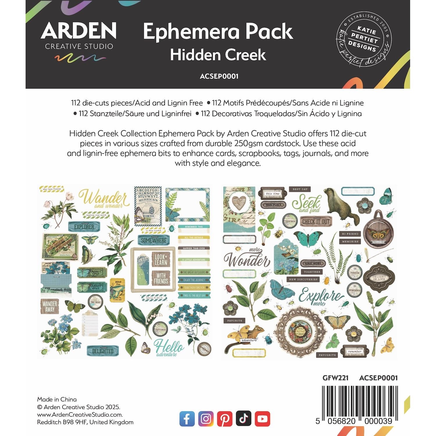 Arden Creative Studio Hidden Creek Ephemera Pack acsep0001 package
