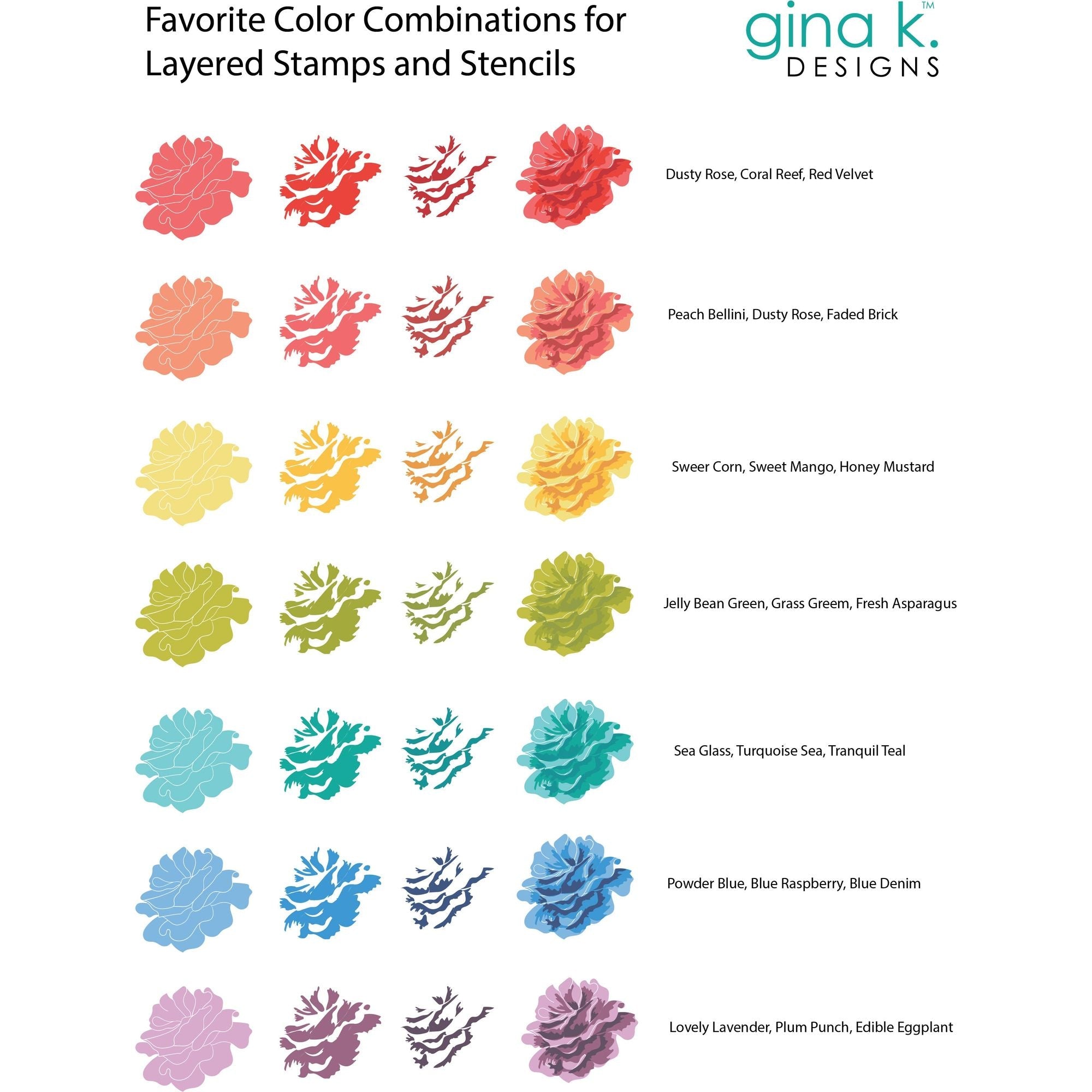 Gina K Designs Red Ink Favorite Color Combinations Sample