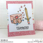 Stamping Bella Spec-Tacular Letter and Pencil Cling Stamp ag1380 teamwork