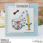 Stamping Bella Spec-Tacular Letter and Pencil Cling Stamp ag1380 teamwork makes the dream
