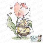 Stamping Bella Buzzy Bee and a Tulip Cling Stamp ag1404