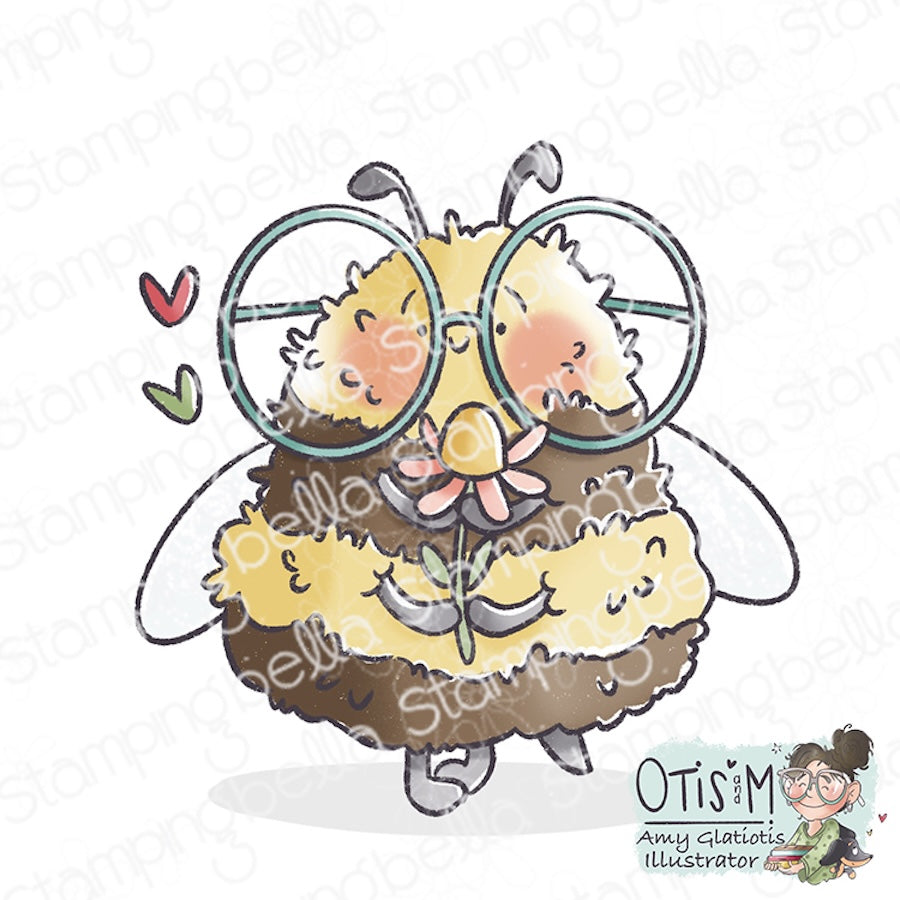 Stamping Bella Buzzy Bee Holding a Flower Cling Stamp ag1405
