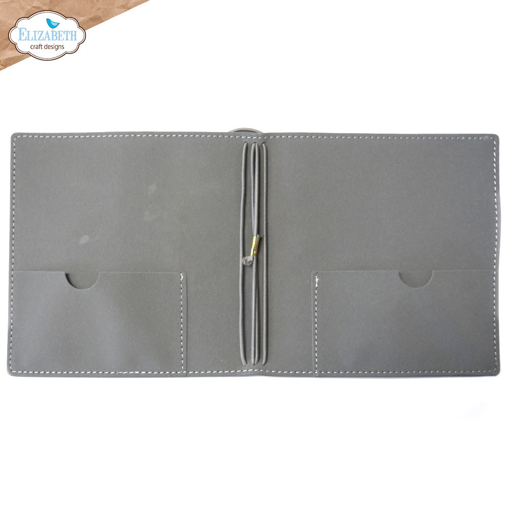 Elizabeth Craft Designs Stonewashed Grey Square XL Art Journal aj06 open