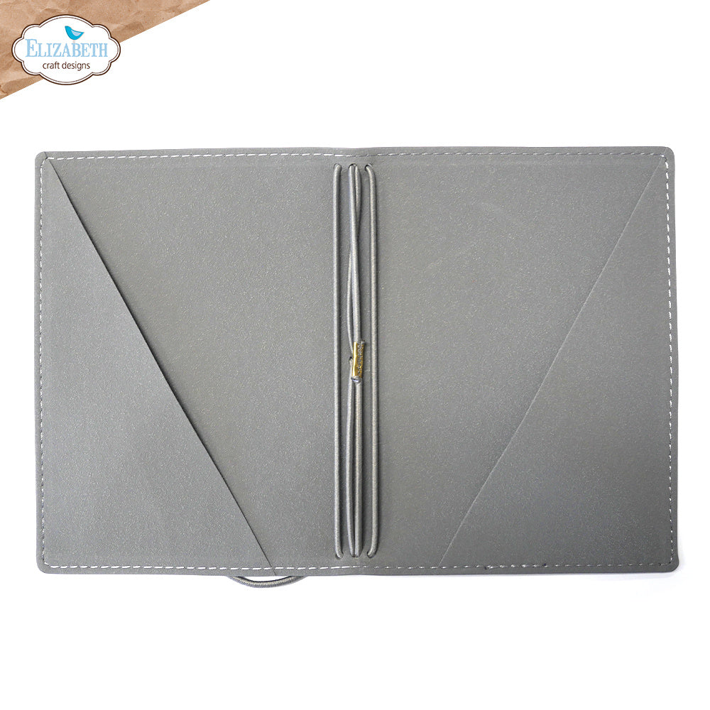 Elizabeth Craft Designs Stonewashed Grey Passport Art Journal aj08 open