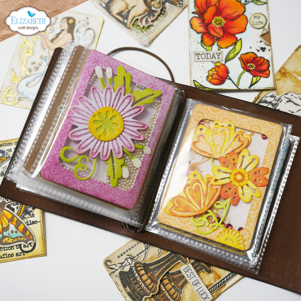 Elizabeth Craft Designs ATC Art Journal and Sleeves Bundle flowers