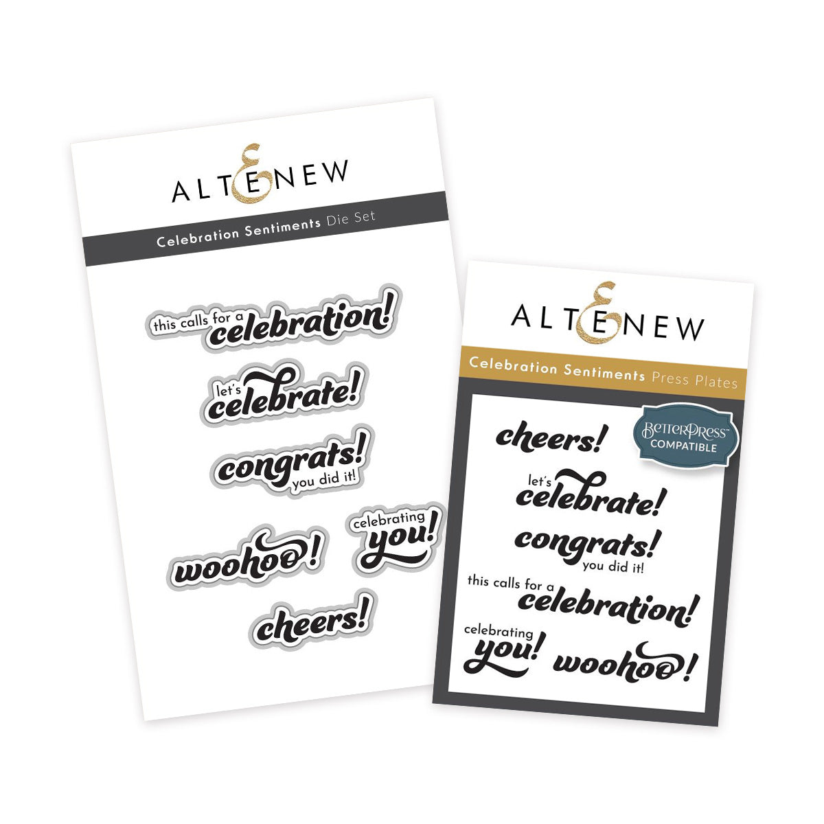 Altenew Celebration Sentiments Press Plate and Die Set