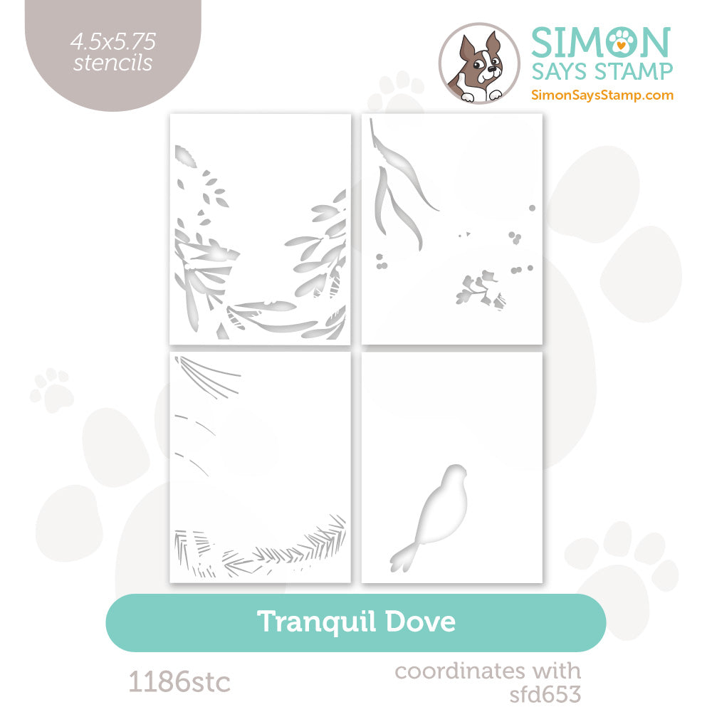 Simon Says Stamp Set of 4 Stencils Tranquil Dove 1186stc
