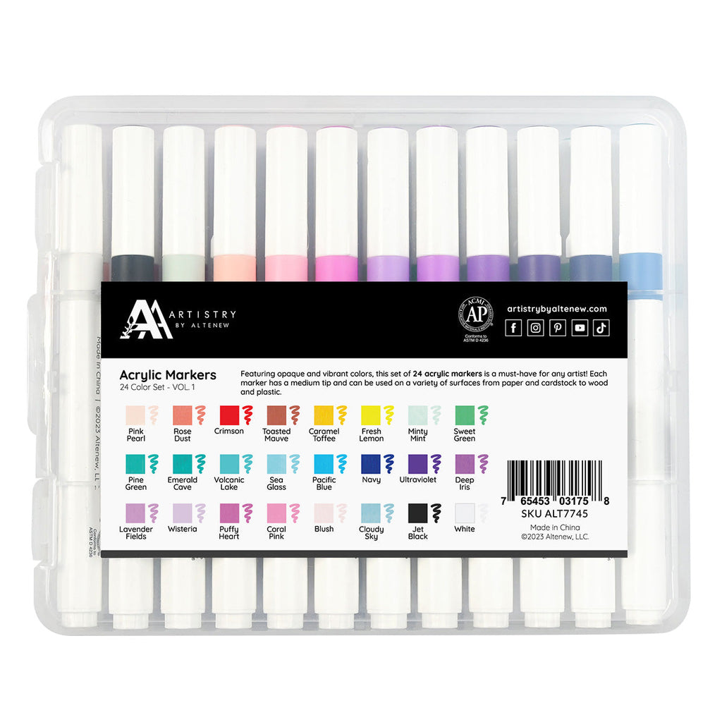 Altenew Acrylic Marker 24 Color Set Vol. 1 alt7745 colors
