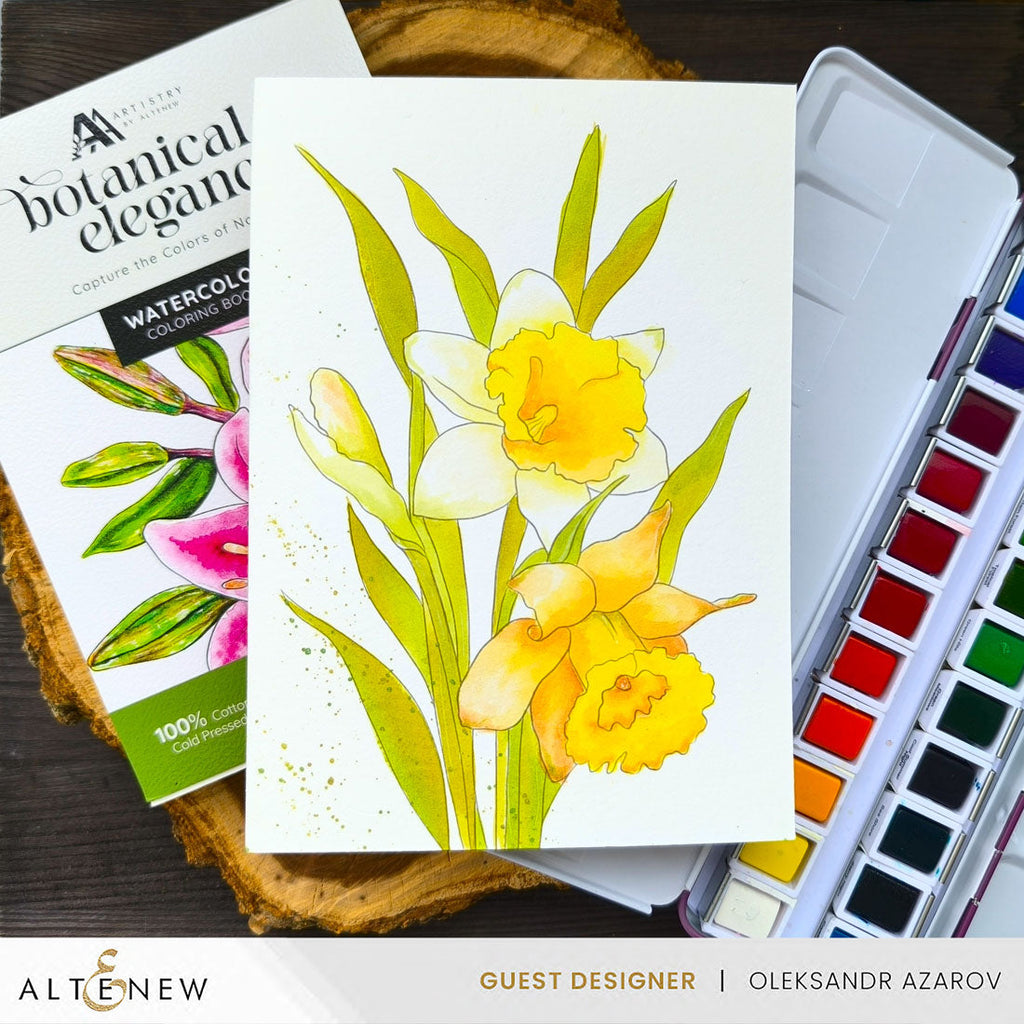 Altenew Botanical Elegance Capture the Colors of Nature Watercolor Coloring Book alt10257 yellow