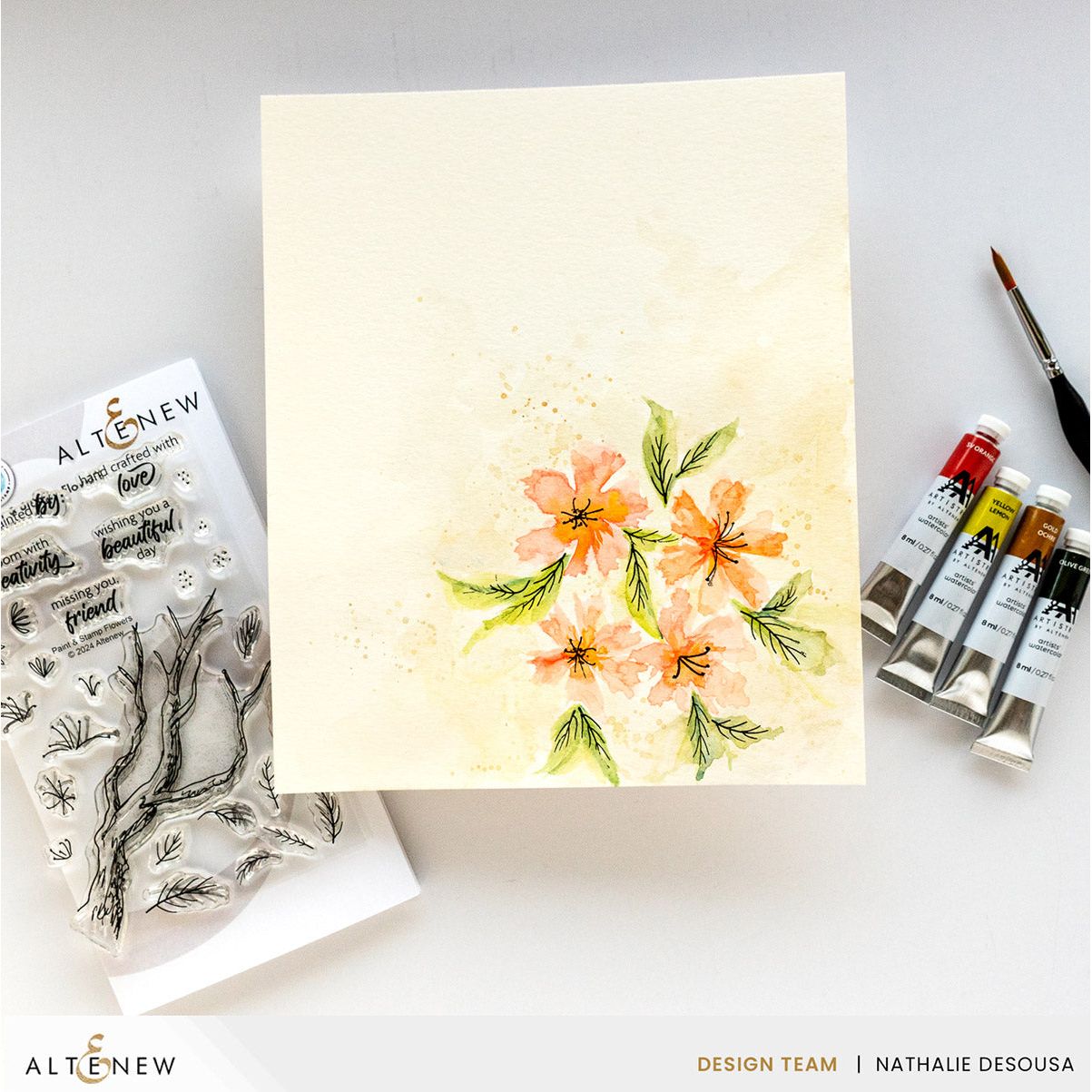 Altenew Paint and Stamp Flowers Clear Stamp and Die Set watercolor