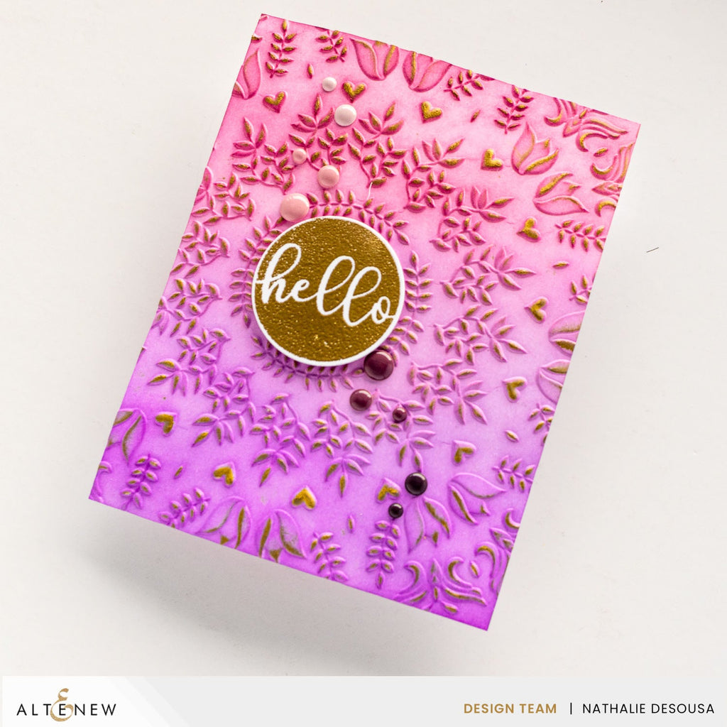 Altenew Whimsical Wreath 3D Embossing Folder alt8668 pastel background
