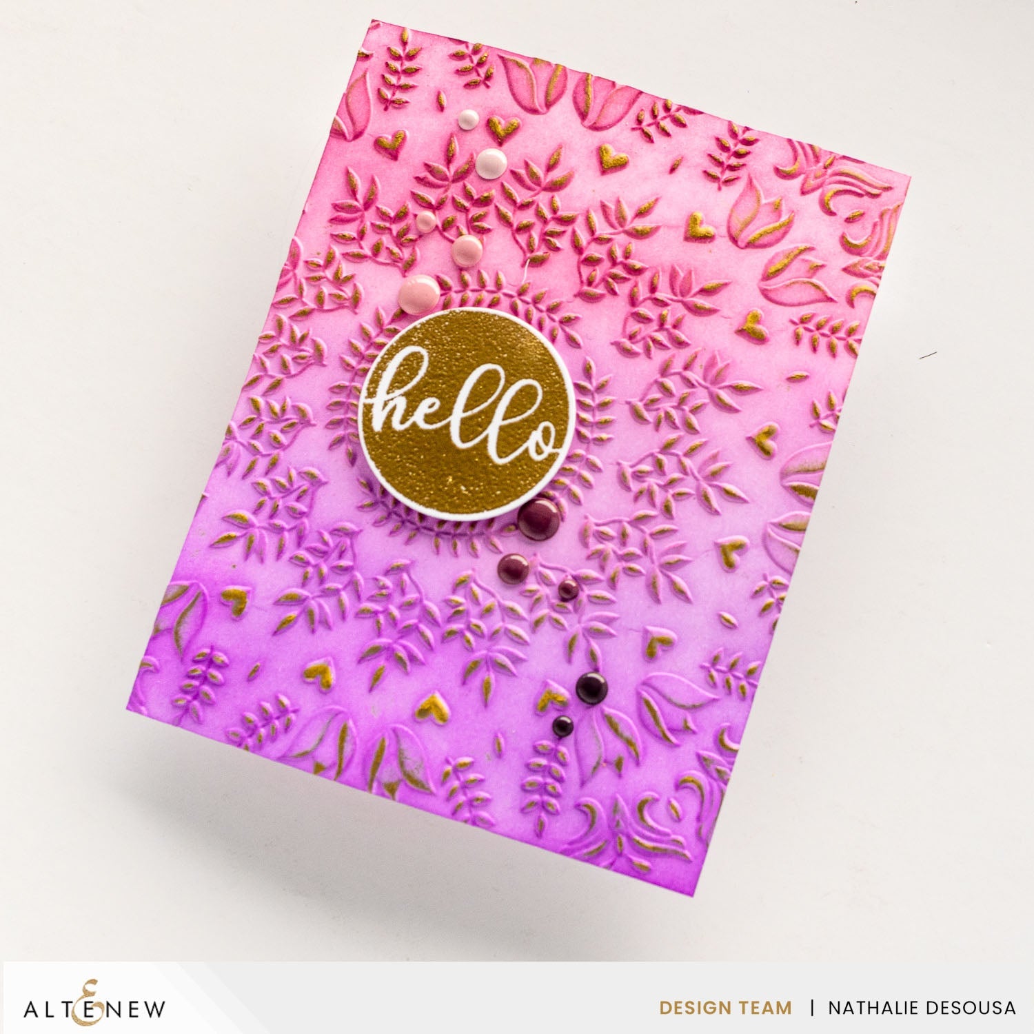 Altenew Whimsical Wreath 3D Embossing Folder alt8668 pastel background