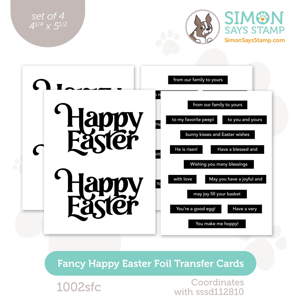 Simon Says Stamp Foil Transfer Cards Fancy Happy Easter 1002sfc Splendor