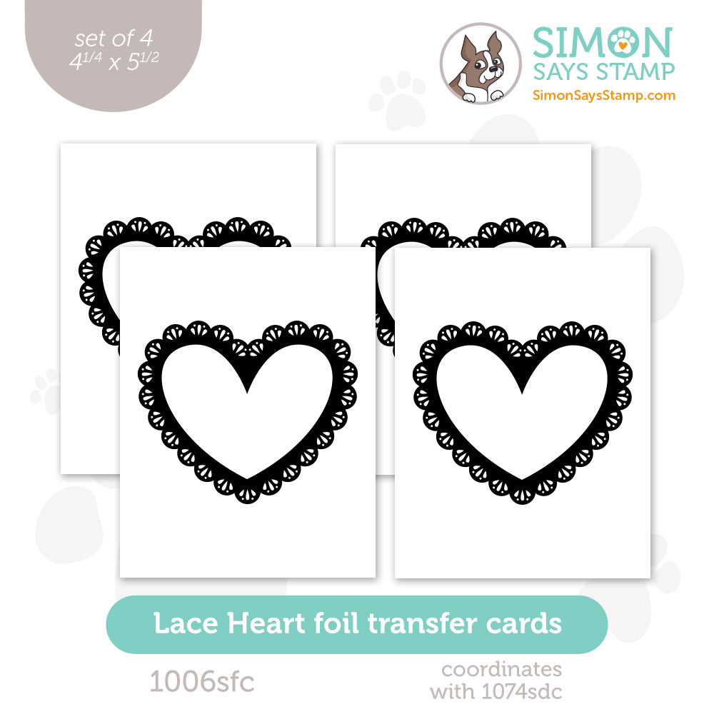 Simon Says Stamp Foil Transfer Cards Lace Heart 1006sfc Celebrate