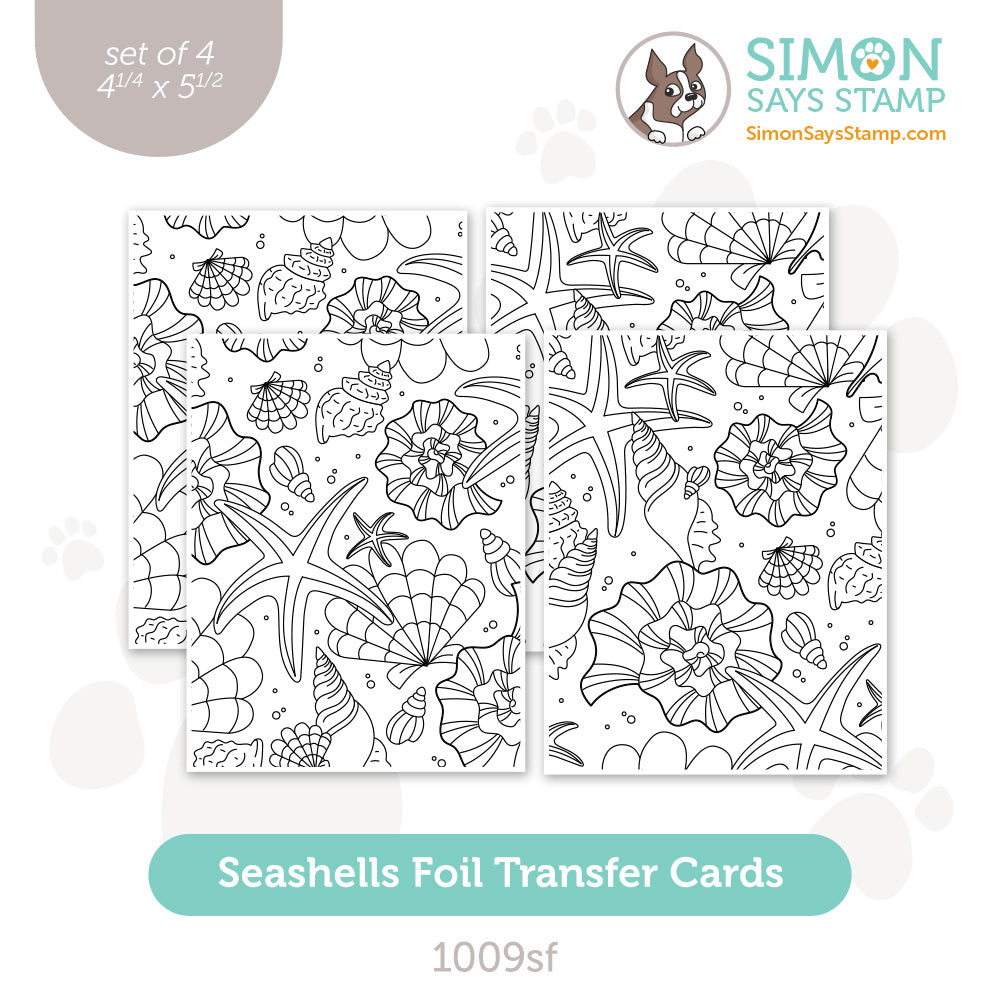 Simon Says Stamp Foil Transfer Cards Seashells 1009sf