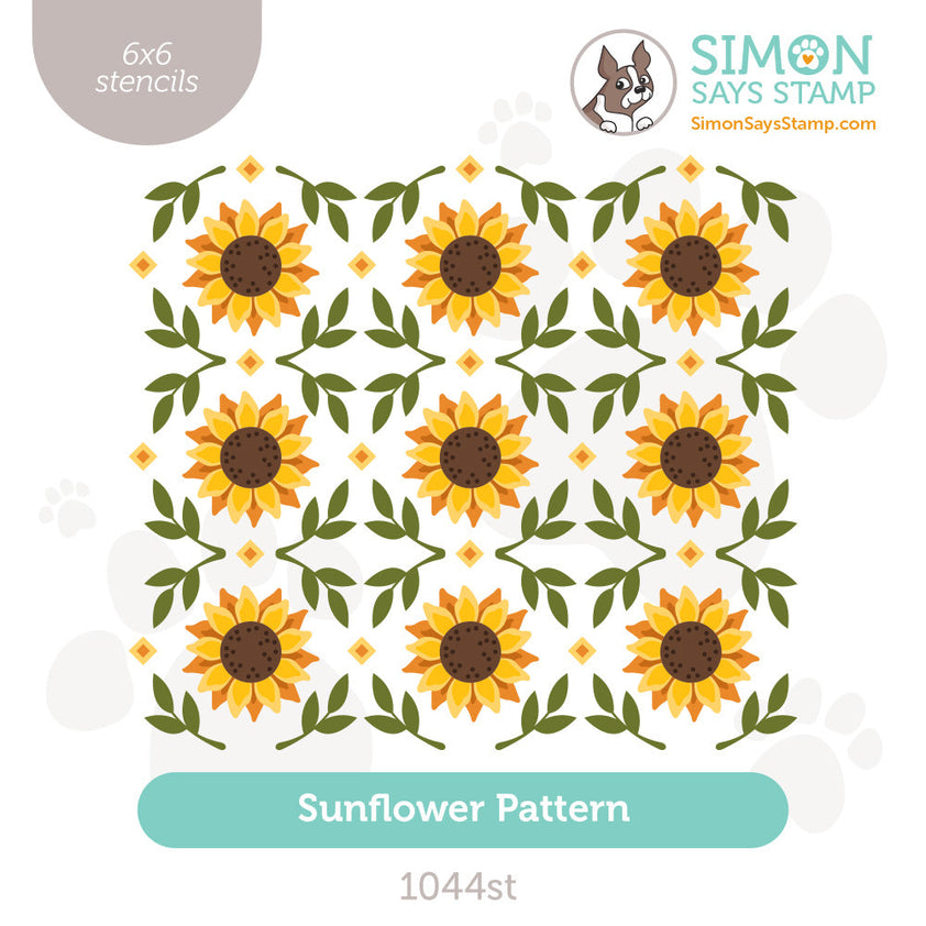 Simon Says Stamp Set of 5 Stencils Sunflower Pattern 1044st