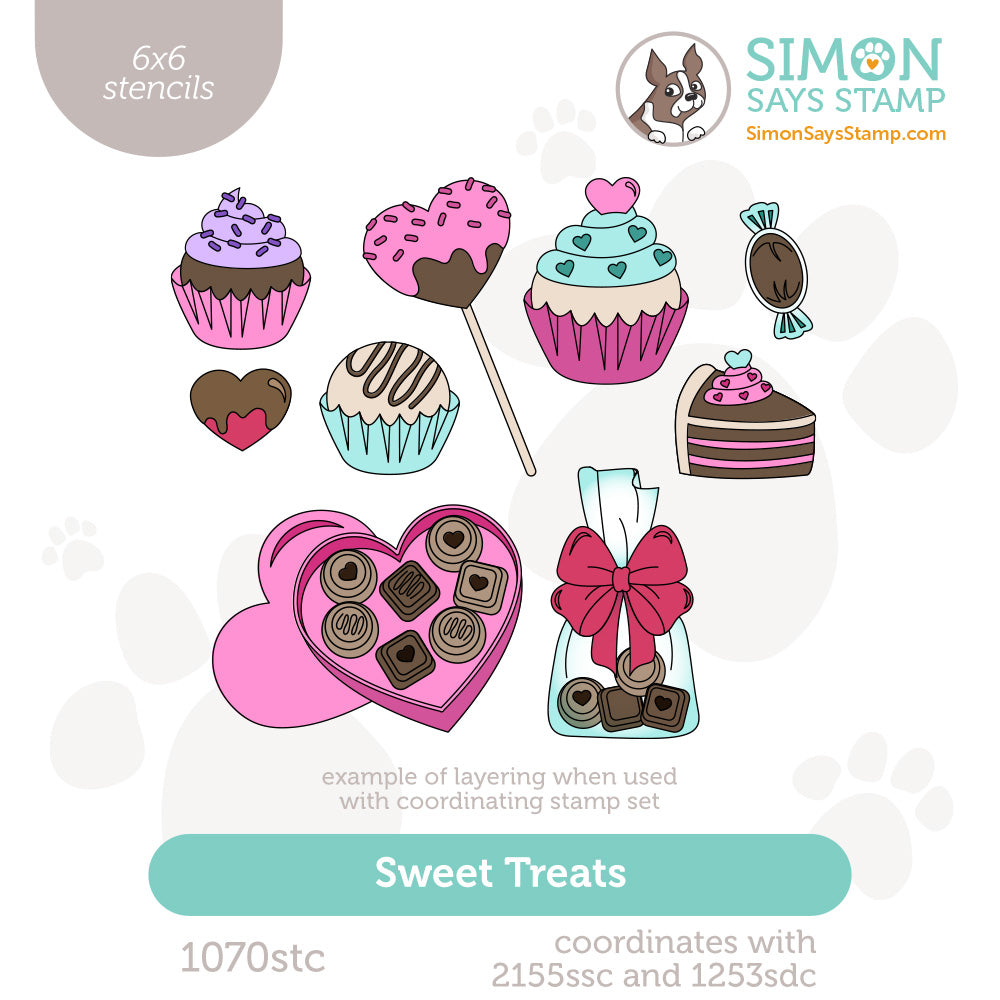Simon Says Stamp Set of 4 Stencils Sweet Treats 1070stc To Be Loved
