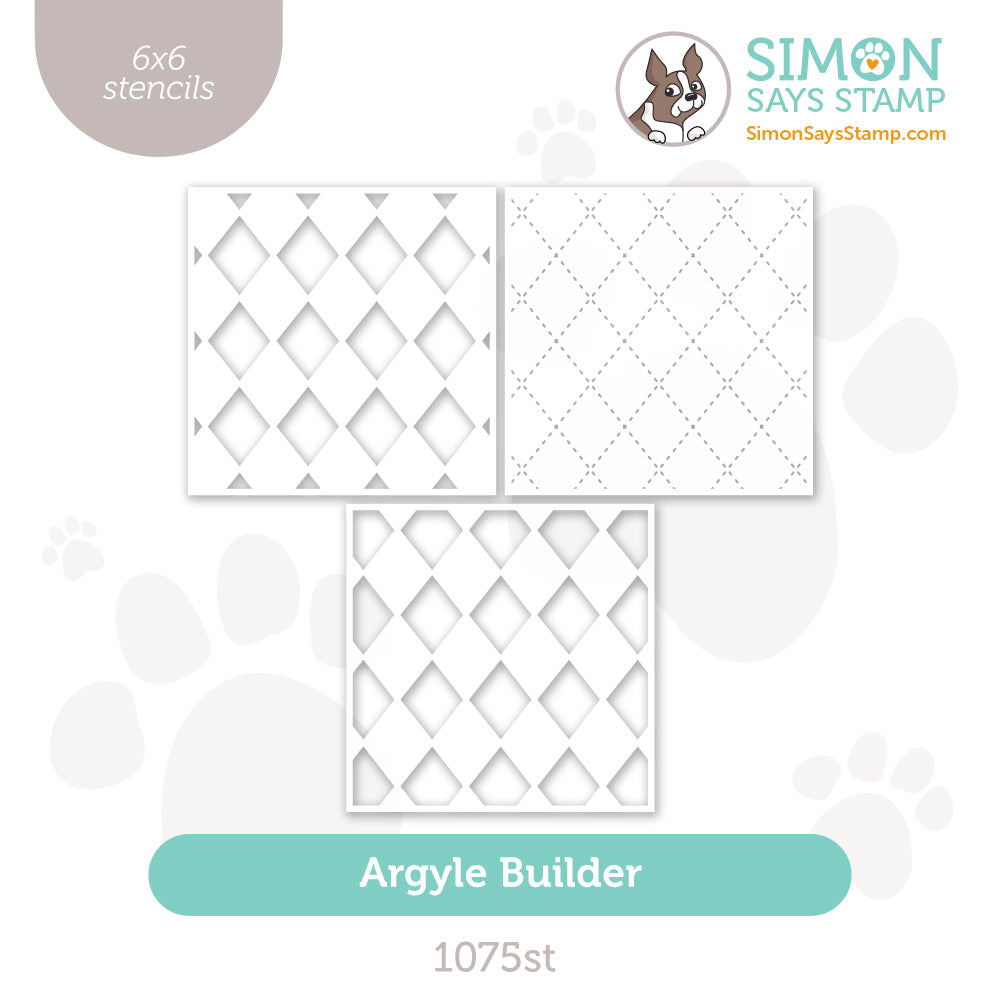 Simon Says Stamp Set of 3 Stencils Argyle Builder 1075st Rain or Shine