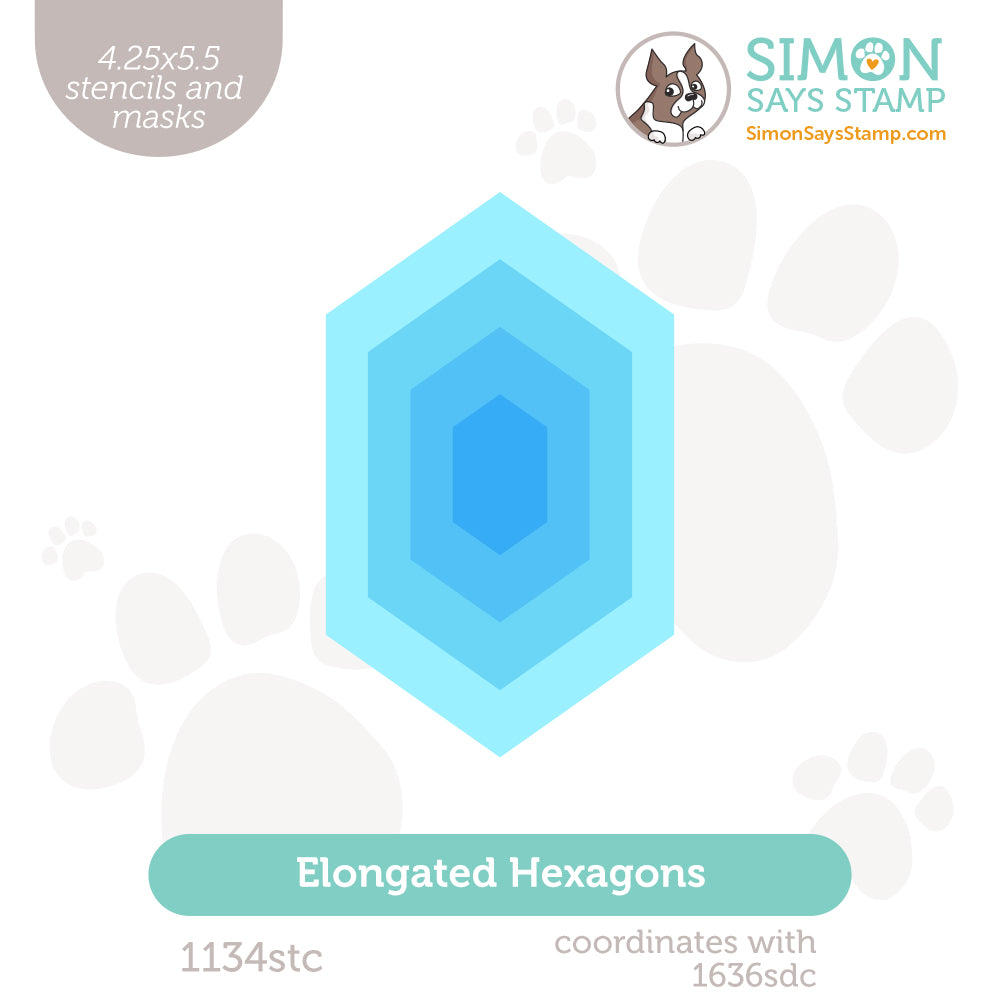 Simon Says Stamp Set of 4 Stencils Elongated Hexagons 1134stc Always There