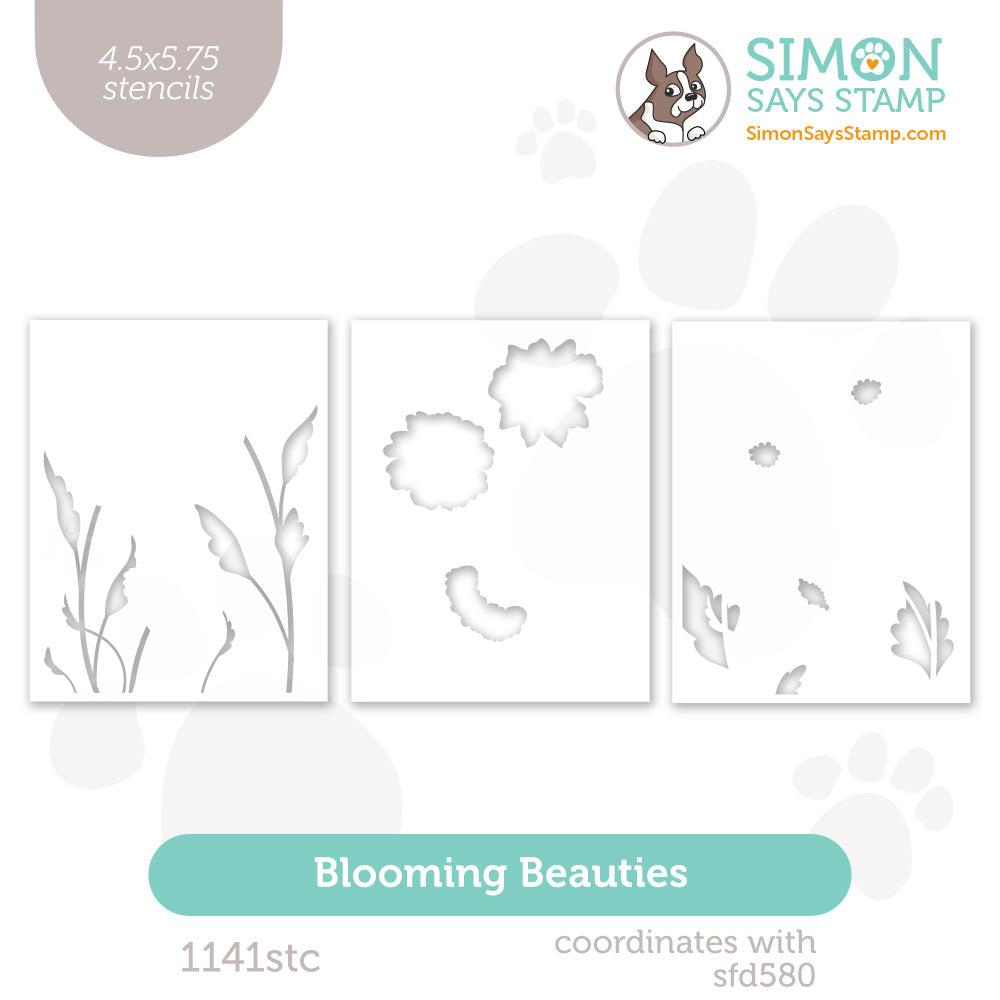 Simon Says Stamp Set of 3 Stencils Blooming Beauties 1141stc Always There