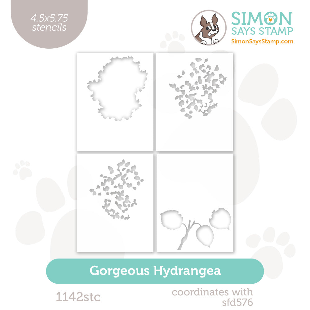 Simon Says Stamp Set of 4 Stencils Gorgeous Hydrangea 1142stc Always There