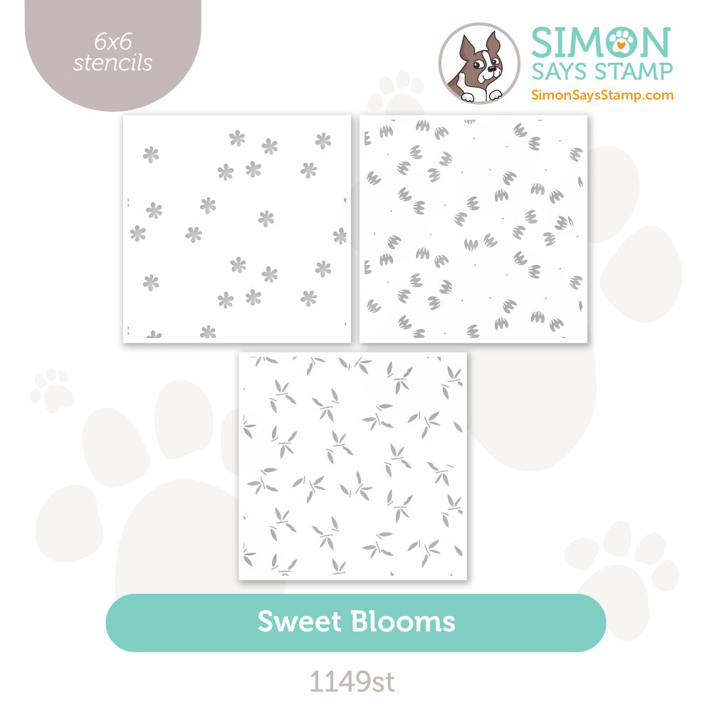 Simon Says Stamp Set of 3 Stencils Sweet Blooms 1149st Every Happiness