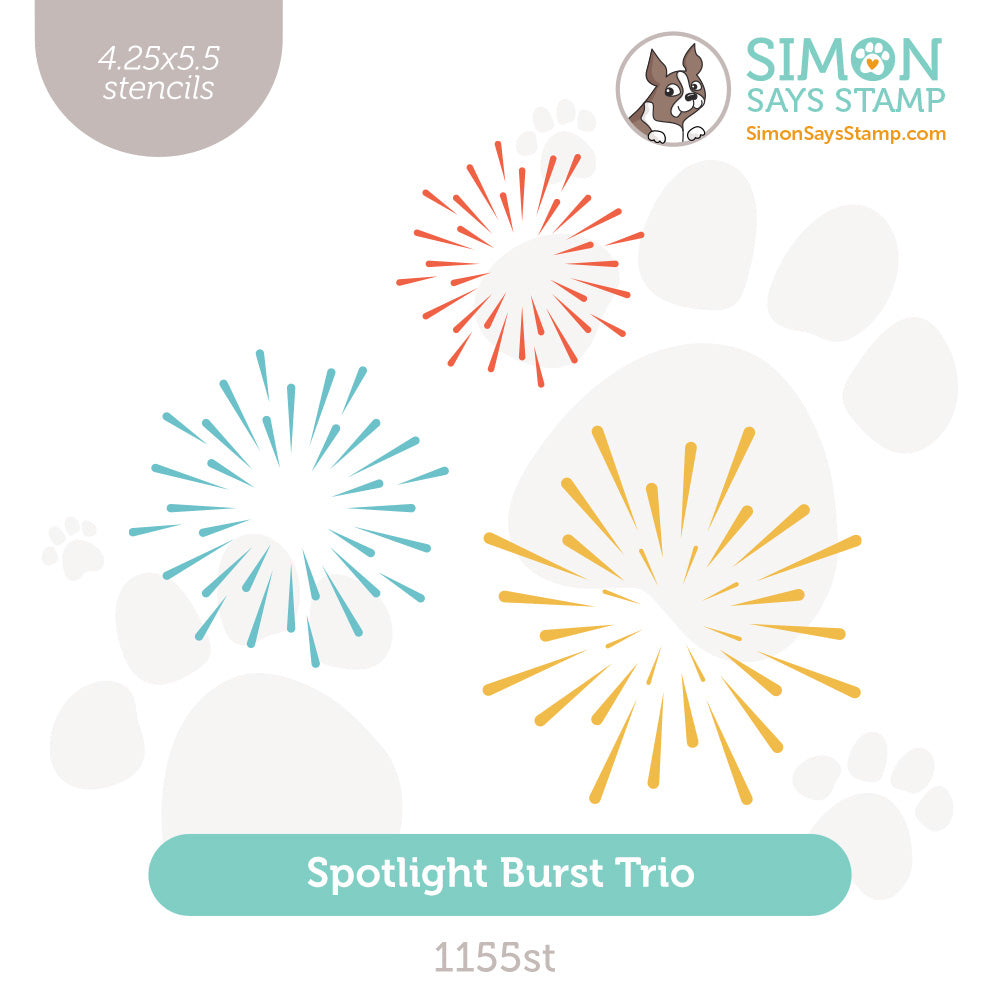 Simon Says Stamp Set of 3 Stencils Spotlight Burst Trio 1155st