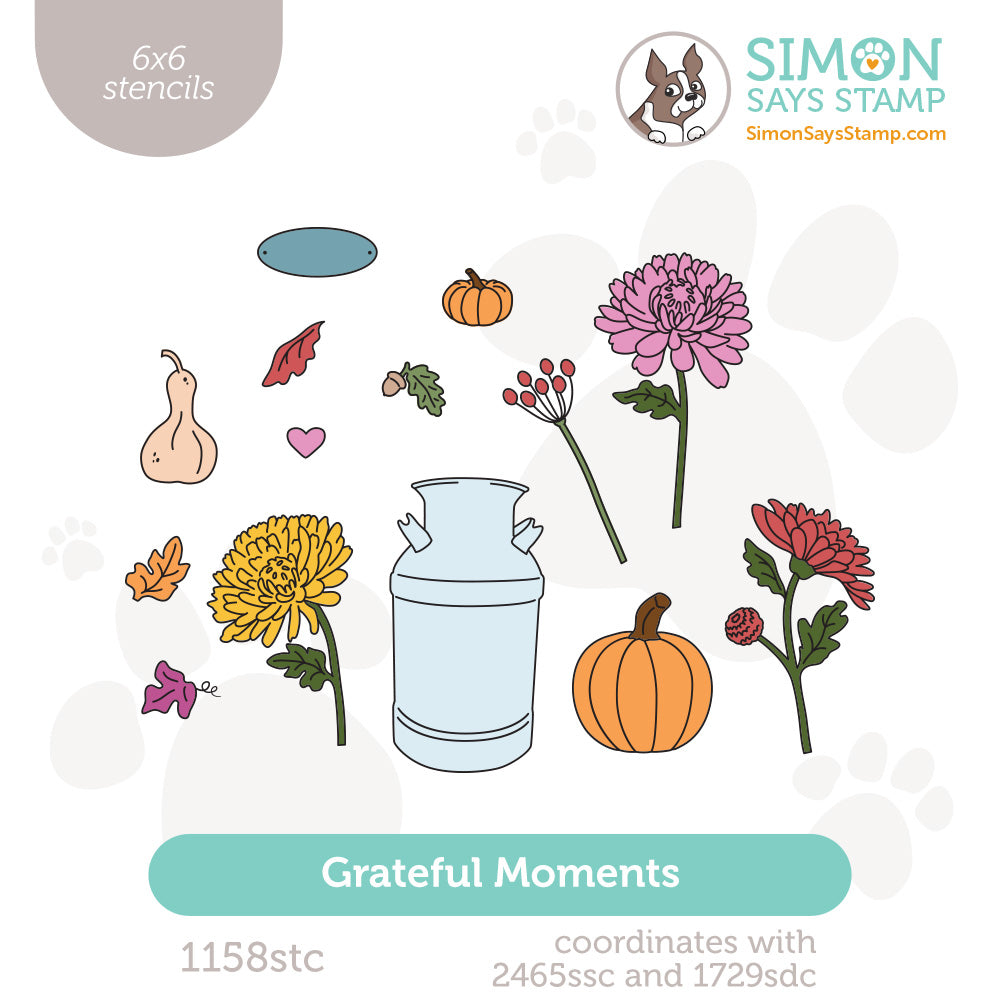 Simon Says Stamp Set of 2 Stencils Grateful Moments 1158stc