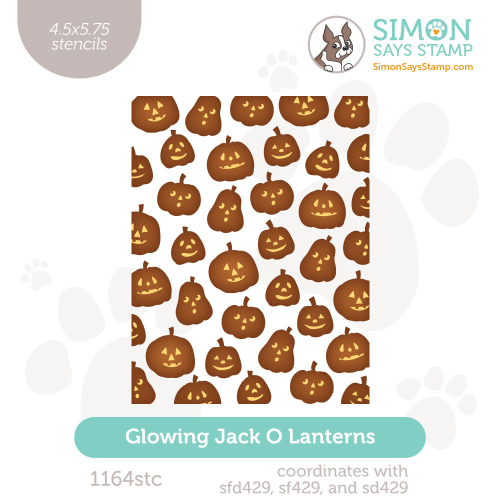 Simon Says Stamp Set of 2 Stencils Glowing Jack O Lanterns 1164stc