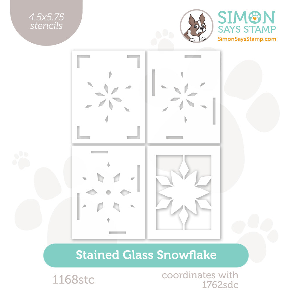 Simon Says Set of 4 Stencils Stained Glass Snowflake 1168stc Stamptember