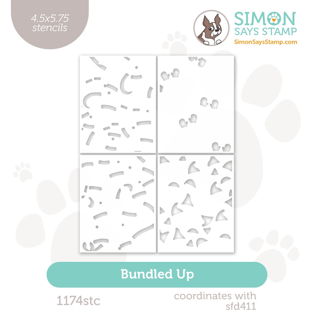 Simon Says Set of 4 Stencils Bundled Up 1174stc Sending Cheer