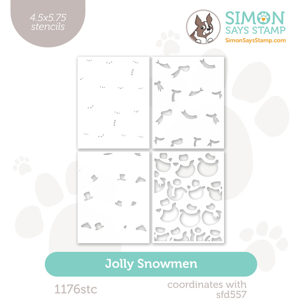 Simon Says Set of 4 Stencils Jolly Snowmen 1176stc Sending Cheer