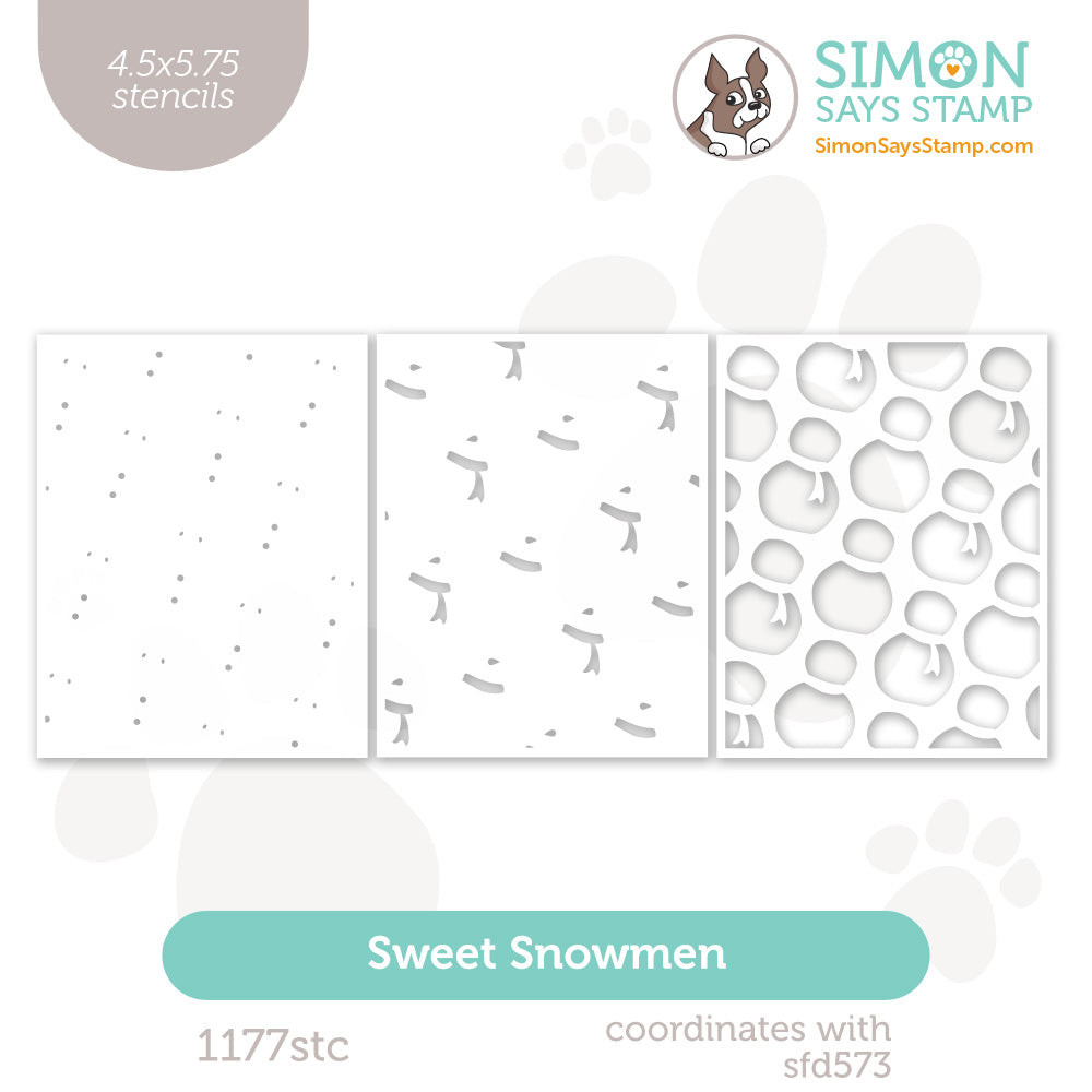Simon Says Set of 3 Stencils Sweet Snowmen 1177stc Sending Cheer