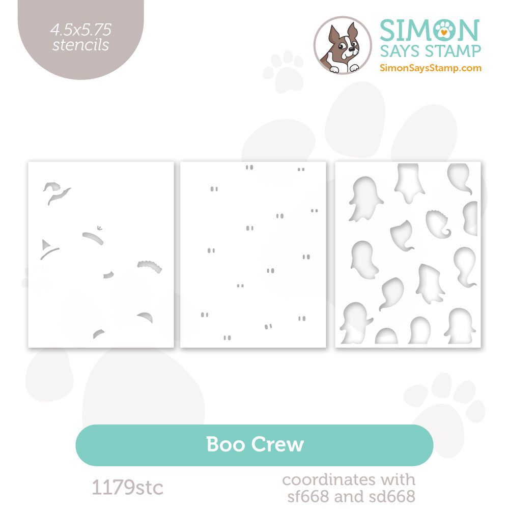 Simon Says Stamp Set of 3 Stencils Boo Crew 1179stc