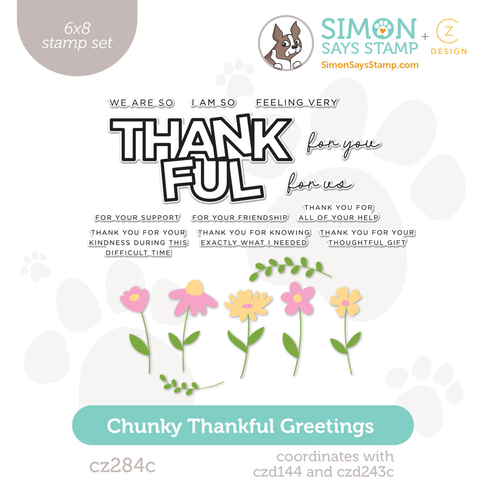 CZ Design Clear Stamps Chunky Thankful Greetings cz284c