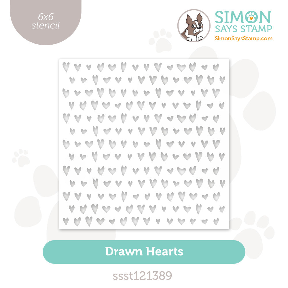 Simon Says Stamp Stencil DRAWN HEARTS SSST121389